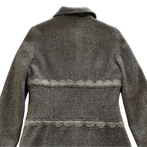 Vintage Arden B Gray Crochet Detail Victorian Coat Button Down Peacoat Small - Picture 8 of 14